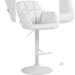 Décoshop26 - Barhocker/Hochstuhl x1 mit 360°-Drehfunktion weißes Kunstleder mit Ziernähten weißes Metallgestell 10_0006658