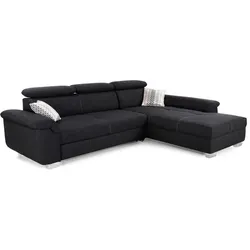 Ecksofa Landshut Stoff Schwarz