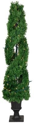 Northlight Real Touch™ Artificial Pre-Lit Cedar Double Spiral Topiary Tree Clear Lights 4.5'