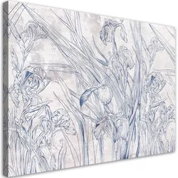 WANDBILD irys blumen blau