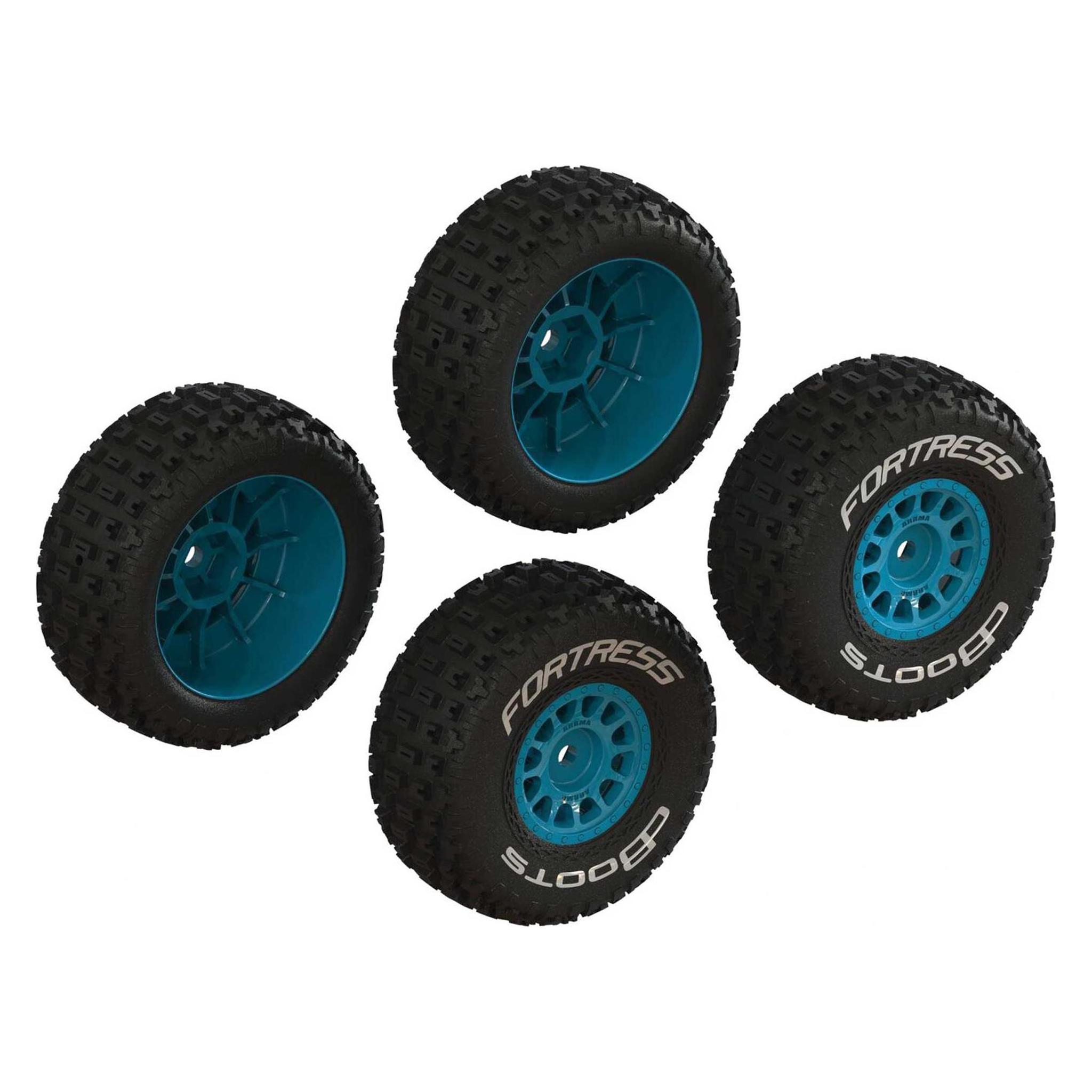 Arrma dBoots 'FORTRESS' Tire Set Glued (Blu e) (2 Pairs) (ARA-1571)