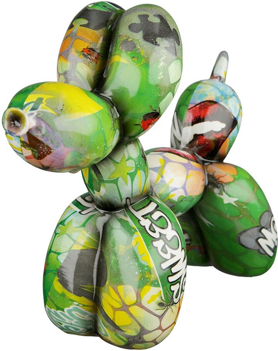 Pop art ballonhond beeldje groen - Hoogte: 18 cm