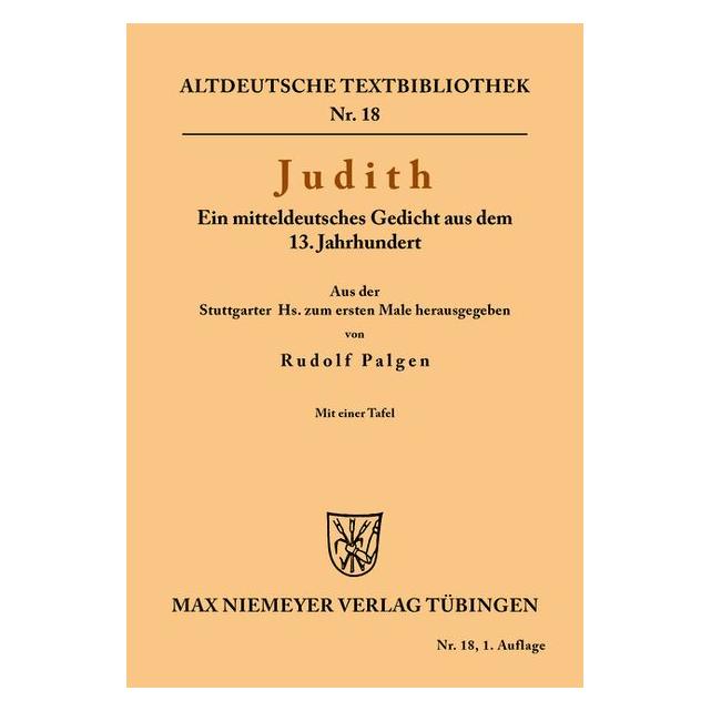 De Gruyter Judith (Deutsch, Softcover, Rudolf Palgen) (55849013)