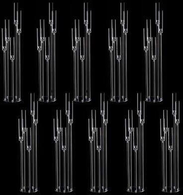 Inspired Living Crystal Clear Acrylic Candelabra 5 Arm Tall Wedding Candle Holder Floor Centerpiece Set 10PCS Crystal Clear Acrylic Candelabra 5 Arm Tall Wedding Candle Holder Floor Centerpiece Set 10PCS