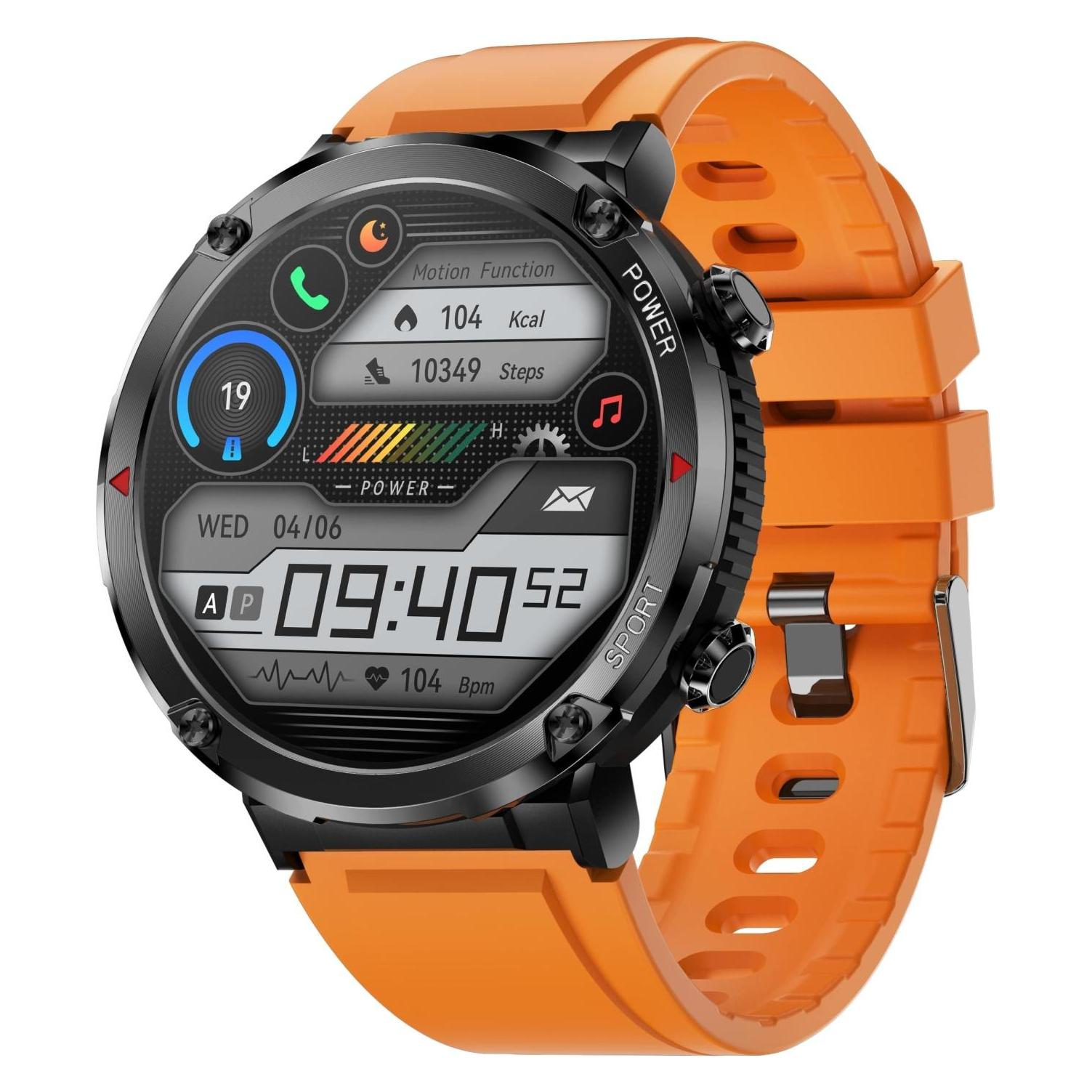 Gravity GT21-2 Smartwatch + orangefarbenes Silikonarmband (ohne SIM) (GT21)