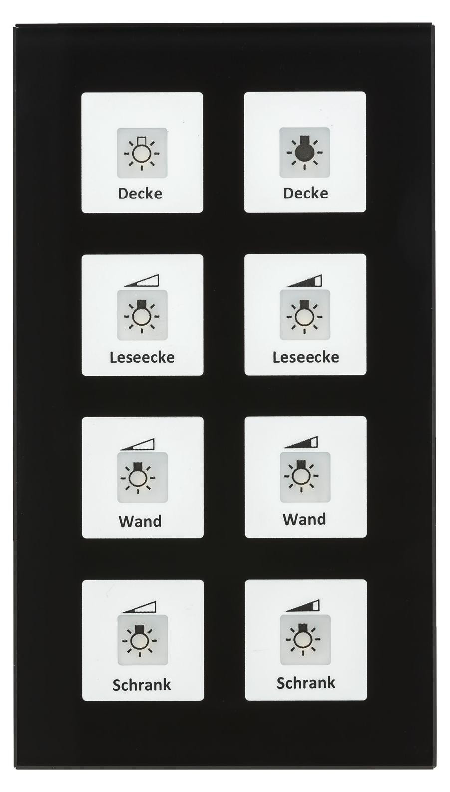 MDT BE-GTT8S.01 Glaspaneel met 8 aanraaksensoren en temperatuursensor, zwart