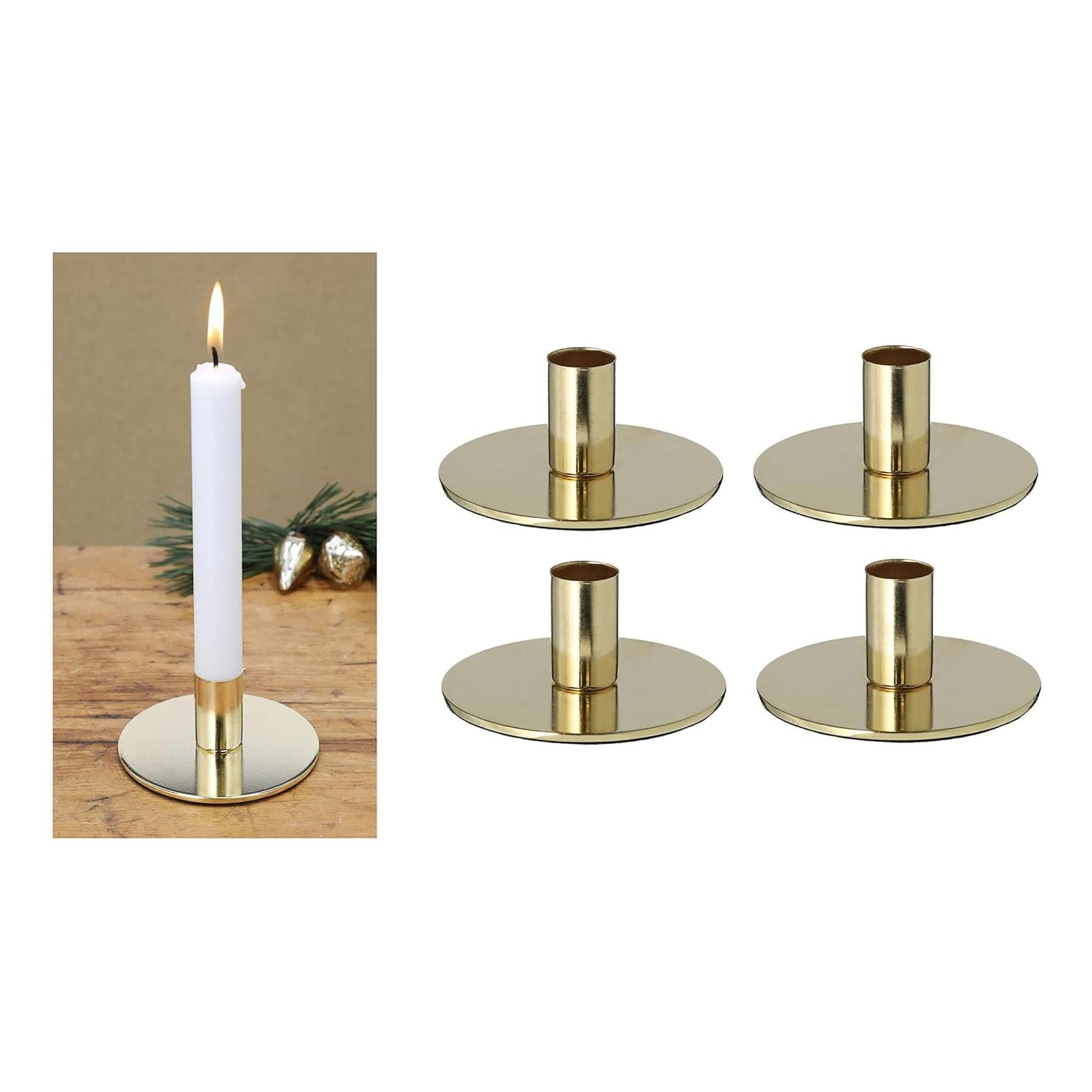 4er-Set Stabkerzenhalter Metall Gold 10x5cm Home Deko weihnachtliche Tischdeko Kerzenständer Kerzenpin scandic chic Vintage Kerzenhalter Retro Wohnzimmerdekoration Dekoschale