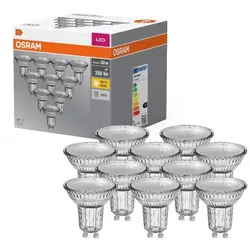 10er-PACK OSRAM LED BASE PAR16 GU10 LED Strahler 4.3W wie 50W 36° 2700K warmweißes Licht GLAS