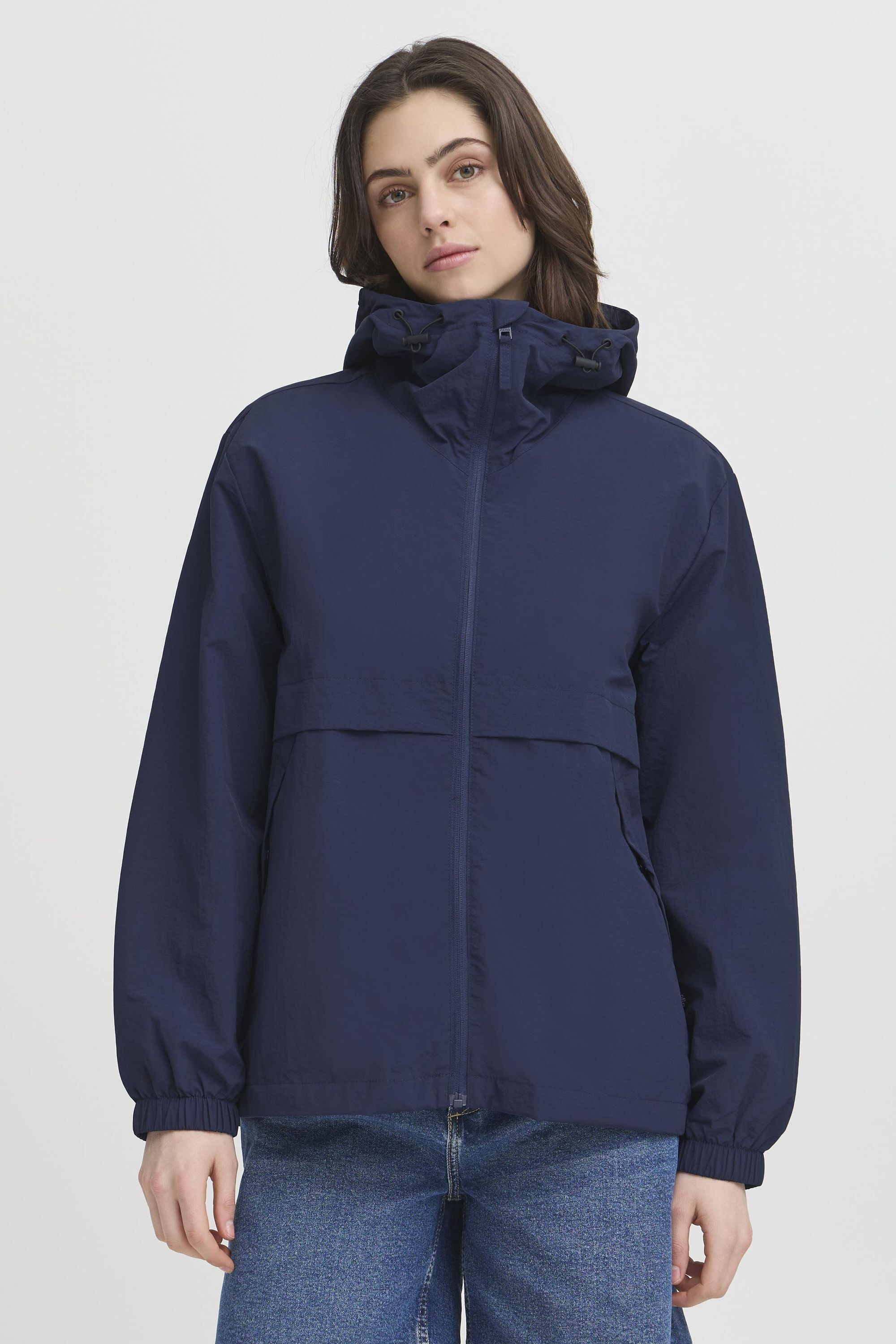 Windbreaker OXMO "Windbreaker OXVisam", Damen, Gr. L, blau (marineblaus), Obermaterial: 100% Nylon NY., Jacken Windbreaker