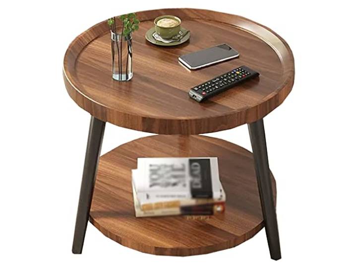 XDgfjrCGKJ 2-stöckiger runder Beistelltisch, Nachttisch(/Walnut,40cm)