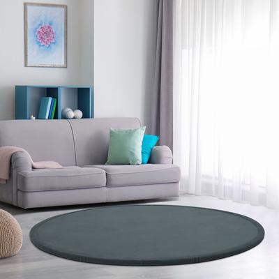 Teppich PACO HOME "Tatami 475", blau (blau, grau), H:24mm Ø:80cm, Polyester, Teppiche, Teppich, Kurzflor, Uni-Farben, mit Memory Foam, waschbar