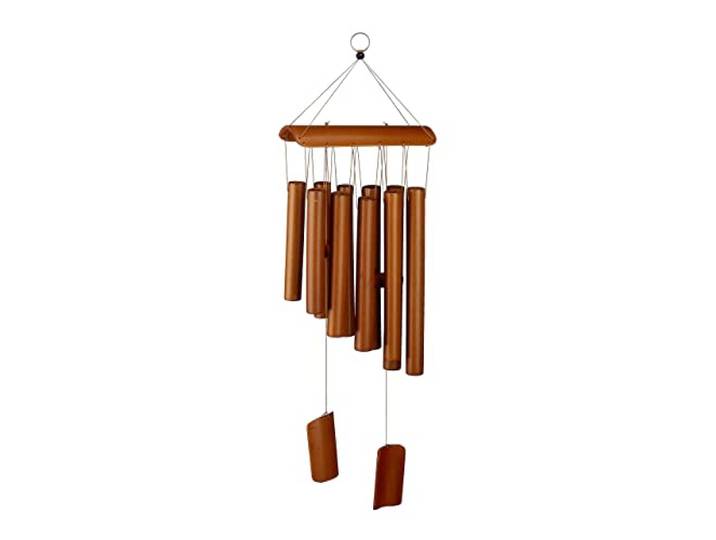 Relaxdays windgong bamboe, aangenaam geluid, balkon & tuin, windspel om op te hangen, HxB: 58,5 x 18,5 cm, natuur