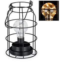 Relaxdays Tischlampe LED industrial Schwarz,Transparent