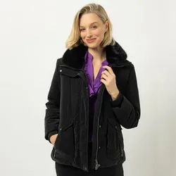 DAWID by Dawid Tomaszewski Steppjacke Fellimitat-Kragen figurumspielend