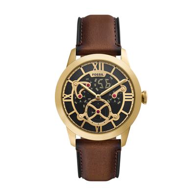 Quarzuhr FOSSIL "Townsman", braun, schwarz, Armbanduhren, Herren, Quarzuhr, Armbanduhr, Lederarmband, digital, analog