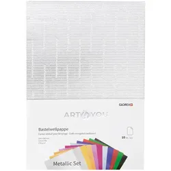 Wellpappe, bunt-metallic, 25 x 35 cm, 10 Blatt