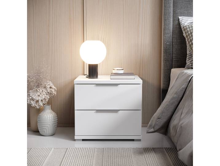 Table de chevet 43cm Blanc/Blanc