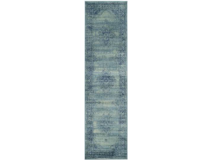 Tapis traditionnel en viscose bleu/multicolore, 66 x 244 cm