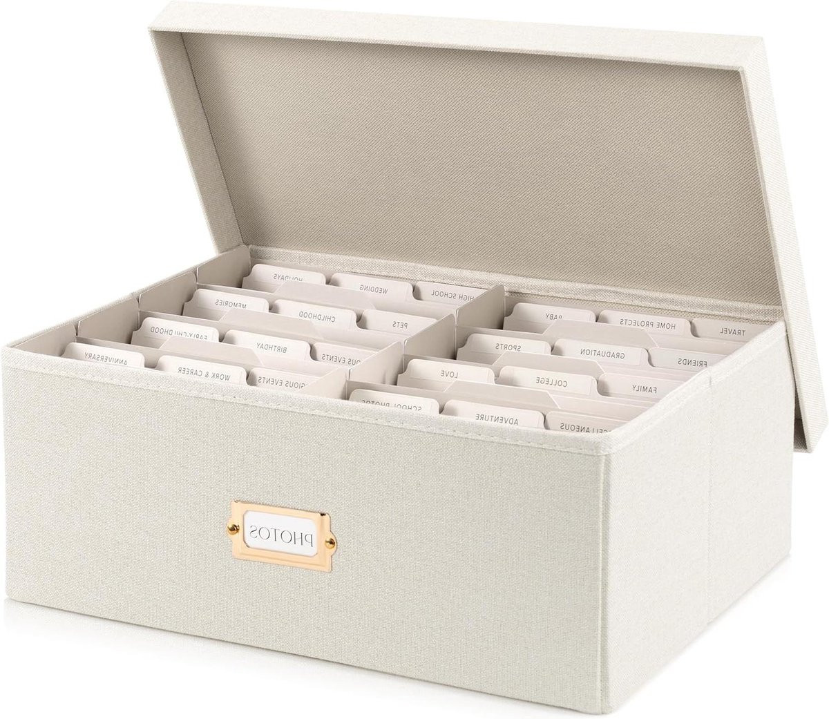 Decoratieve Foto Opbergdoos Linnen - Beige - Organizer voor 1700 Foto's (5x7 inch)