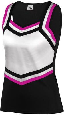 Augusta Sportswear 9140 Athletic Women's Pike Shell T-Shirt in Black/White/Power Pink size Small   Polyester Blend