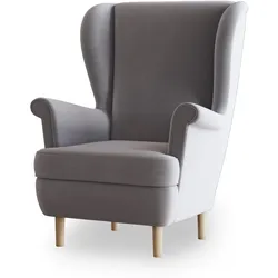 SESSEL LENTIO Ohrensessel Polstersessel, Hellgrau