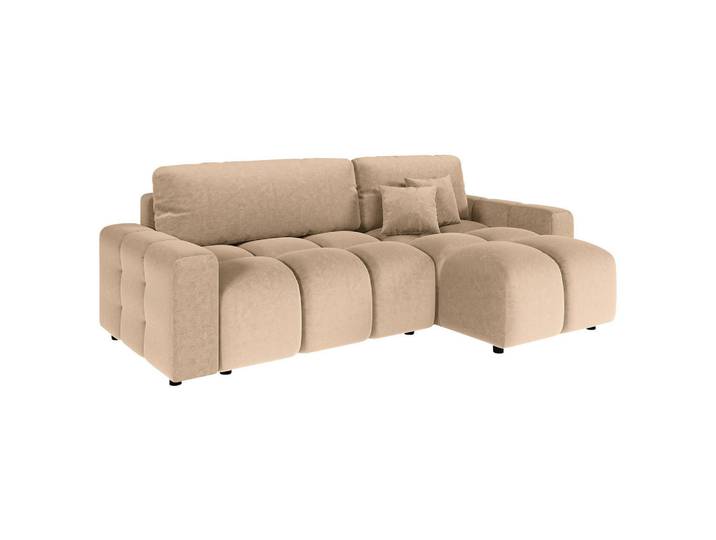 Ecksofa, Beige, 233x142 cm, Textil, 4-Sitzer & Schlaffunktion, Livetastic