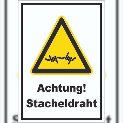 HB-Druck Achtung Stacheldraht Aufkleber A3 (297x420mm)