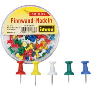 Idena Pinnadeln 33.3005, Kopf aus Kunststoff, farbig sortiert, 100 Stück
