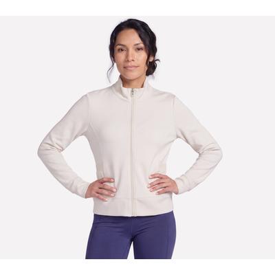 Trainingsjacke SKECHERS "Women's Jacket", Damen, Gr. M, light birch, Obermaterial: 53% Viskose, 39% Polyester, 8% Elasthan, Jacken Trainingsjacke, für Sportmode und Fitness, mit flexibler Passform