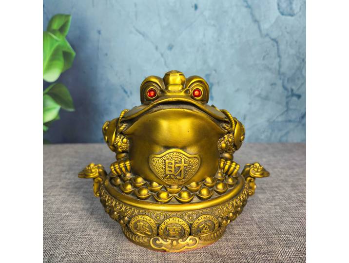 Décoration de bureau de grenouille rass Wealth – Statue de crapaud doré Feng Shui pour la décoration de la maison, du bureau et du salon de thé