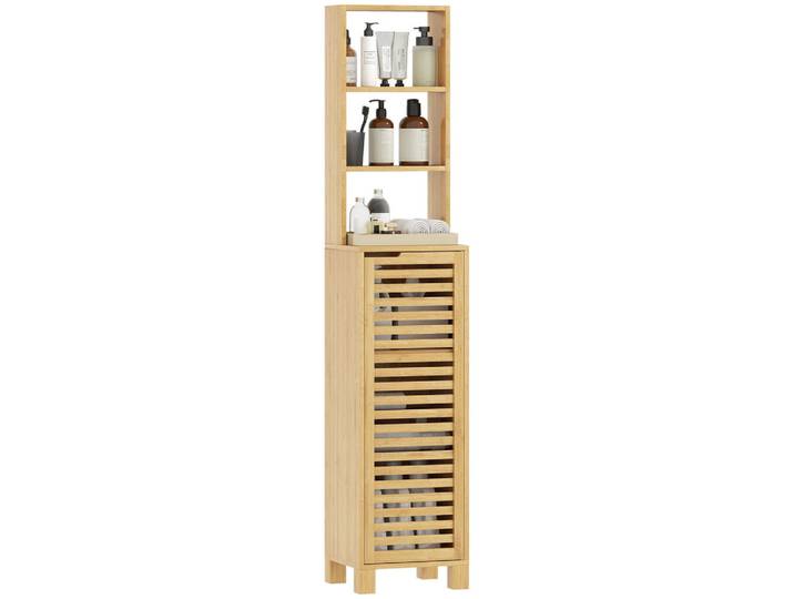 ComfortXL Badezimmerschrank De-08509 schmal mit verstellbaren Regalen Natur, Naturfarben, Naturmaterialen, 30x170x34 cm, Badezimmer, Badmöbel, Midischränke