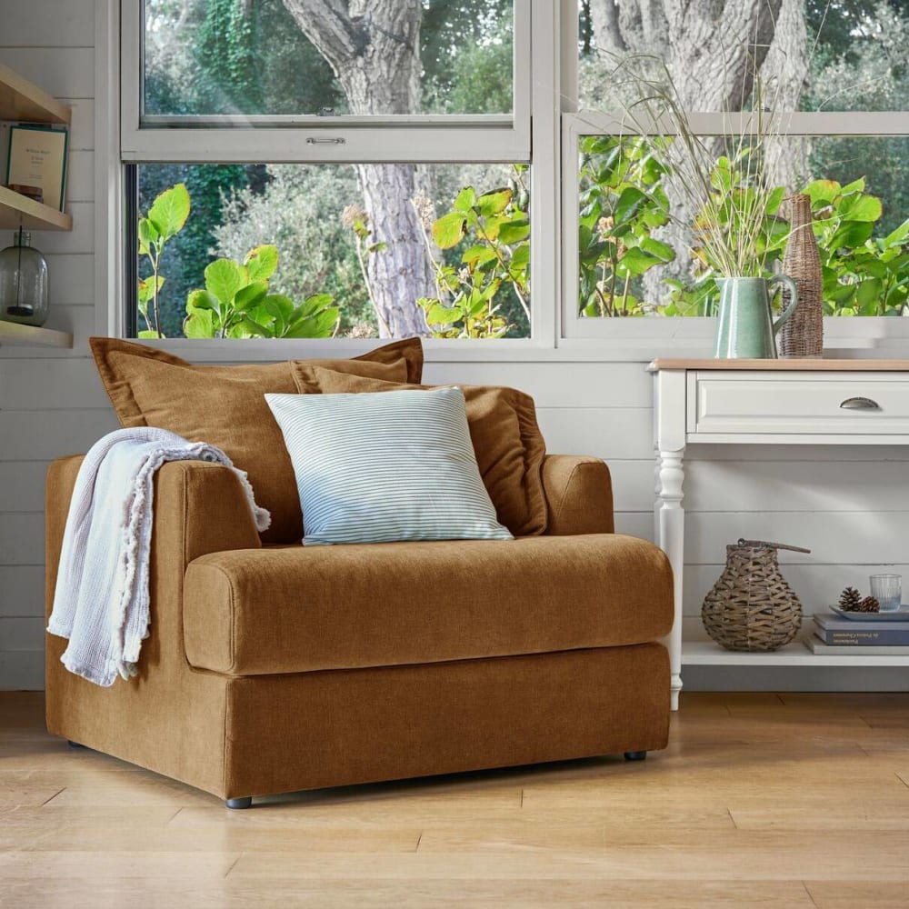 CAMIF Fauteuil en tissu bronze Marron 101x85x95cm