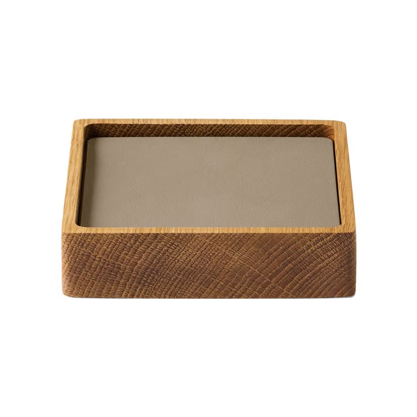LIND DNA Wood Box onderzetterset Nature-oak, vierkant, S, Nupo clay brown, 9 stuks