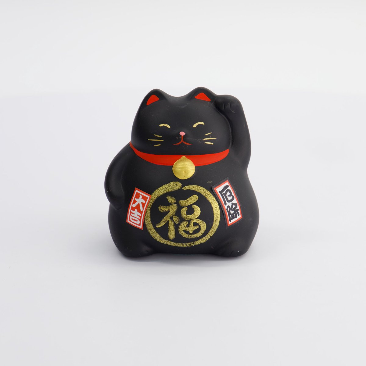 Tokyo Design Studio Maneki Neko Lucky Cat - Zwart - 9 cm