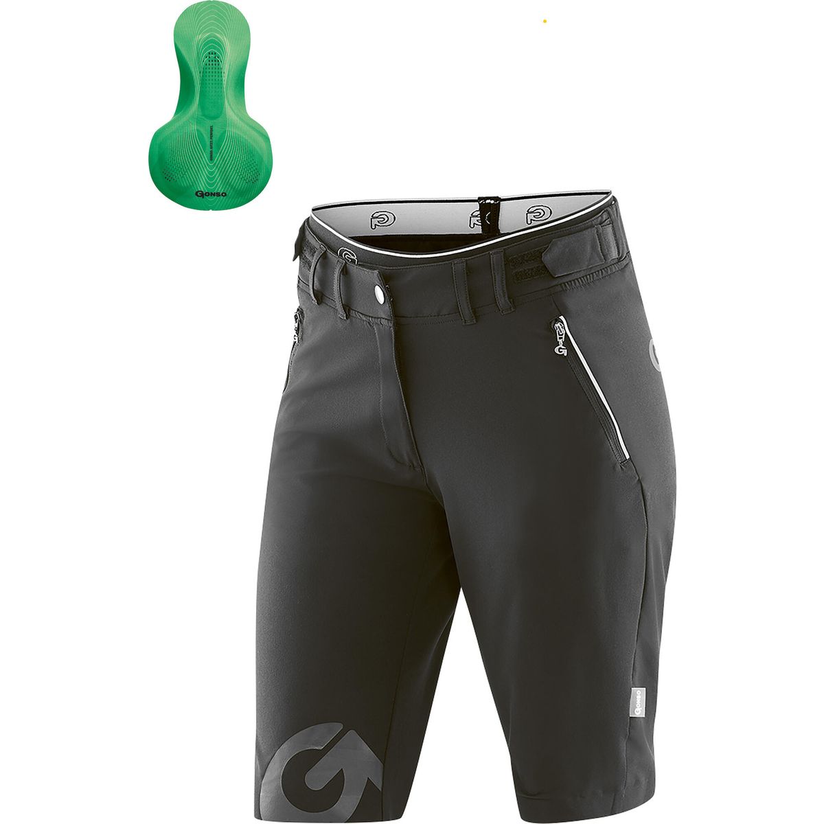 Gonso Sitivo Shorts W black / bright green (M19018) 46 3000348_M19018_46