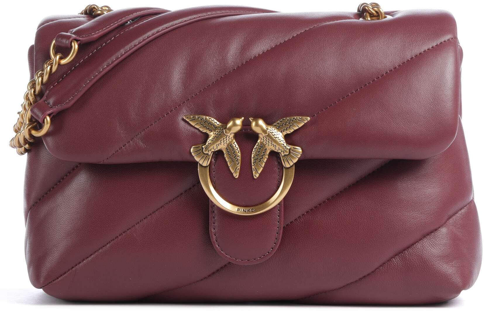Pinko Love Puff Classic Schultertasche aus Leder, lila