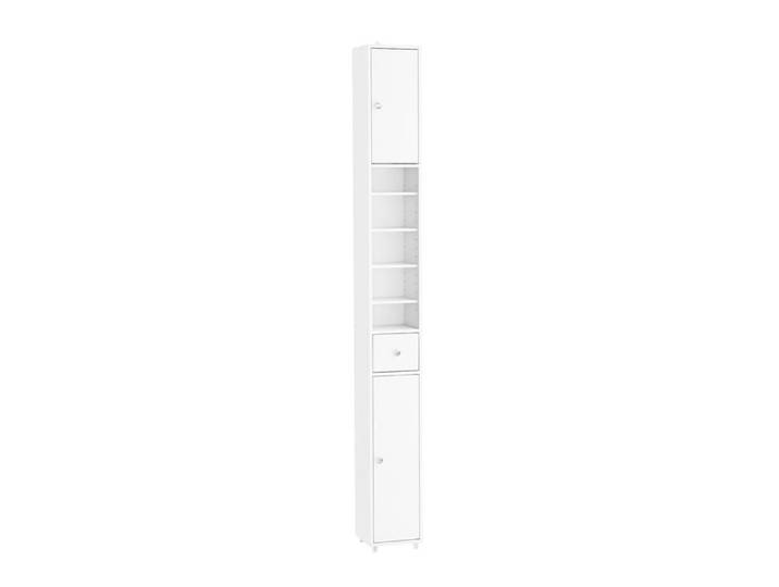SoBuy Colonne de Salle de Bain Étroite Blanc Mat–Étagères Réglables + Tiroir Gain de Place 20x20x180cm