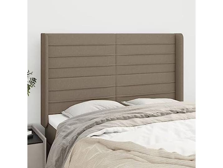 KTHLBRH Kopfteil aus Stoff, Taupe, klassisch, elegantes Design, komplett aus strapazierfähigem Material, atmungsaktiv, höhenverstellbar, Beine aus Lärchenholz