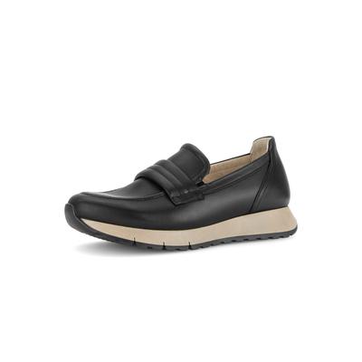 Slip-On Sneaker GABOR, Damen, Gr. 40, Textil, schwarz, Kalbsleder, Schuhe, Keilabsatz, Slipper mit modischem Zierriegel, G-Weite (=weit)