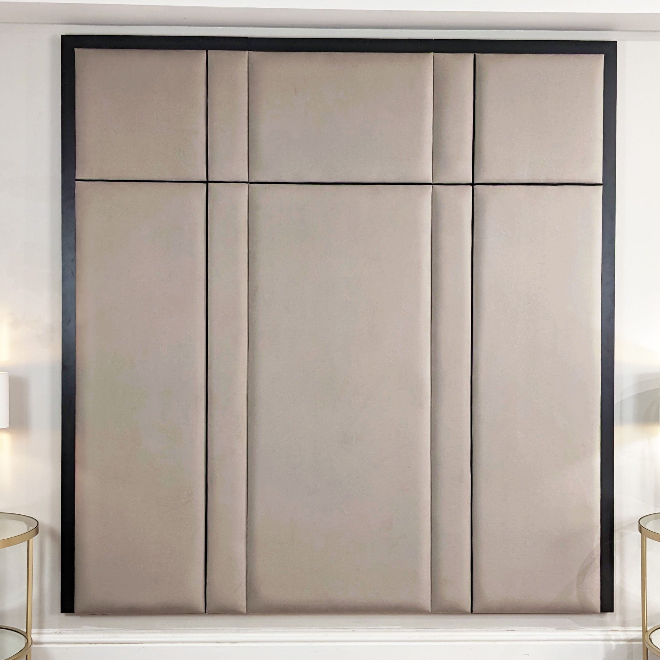 Savoy Mink & Black Luxury Piped Velvet Headboard, King / No Wings