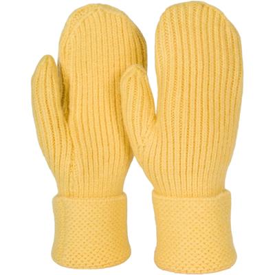 Fäustlinge STYLEBREAKER "Strick Fäustlinge mit gemustertem Bund", Damen, gelb, Obermaterial: 100% Polyacryl PAN., Modisch, Handschuhe Fäustlinge