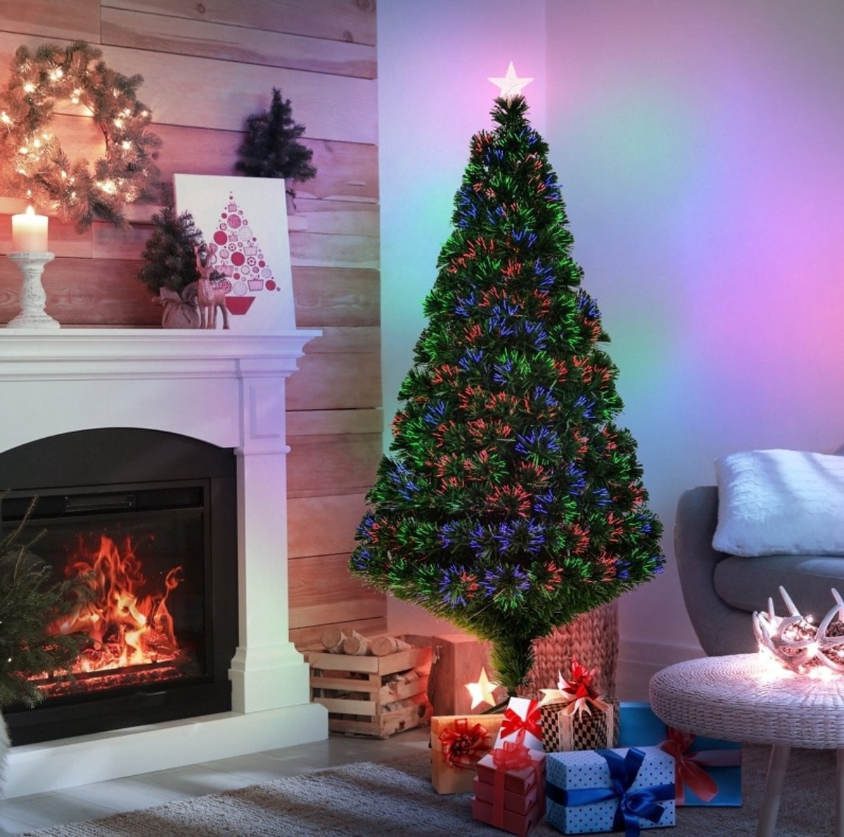 MIVRAY Kunstkerstboom met LED-verlichting, 150 cm, Groen