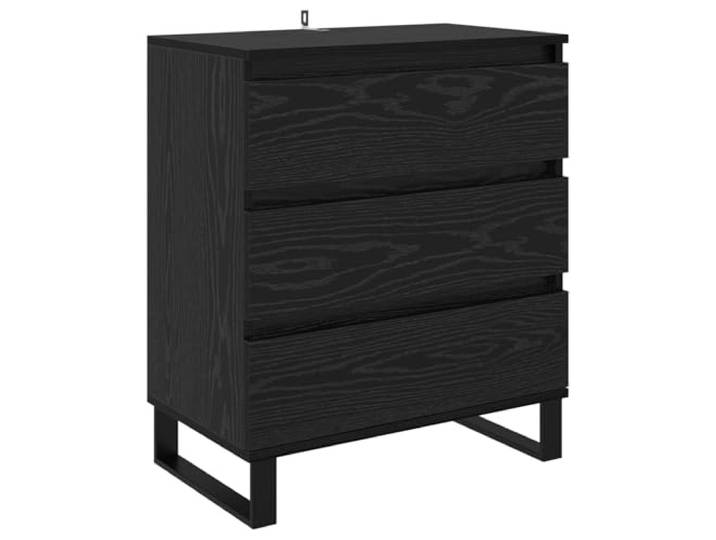 Sideboard Schwarz Eichen-Optik 60 x 35 x 70 cm Holzwerkstoff Schwarze Eichen-Optik, Holzwerkstoff, quadratische Eisenbeine, Schubladen mit Griffen, Fächer, Innenbereich
