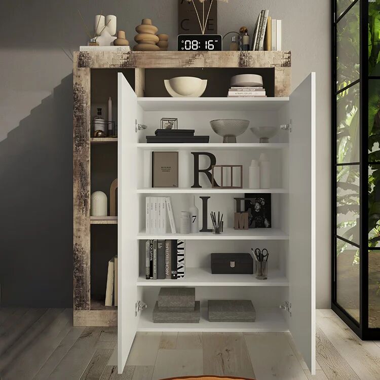 garneroarredamenti Mobile multiuso ingresso 108x138h cm scarpiera bianco lucido pero Invictus