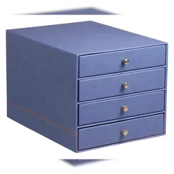 Rhodiarama Schubladenbox mit 4 geschlossenen Laden, Kunstleder, 24,8x32 ,7x22,8cm - Saphir 318868C