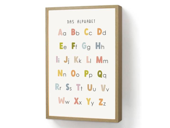 OnlyWow Nachttischlampe MIT Akku Pädagogisch - Alphabet lernen - Farbenfroh - Weiß - Buchstaben 40x60 cm, Rechteckig, LED integrated, 40x60x8 cm, Lampen & Leuchten, Innenbeleuchtung, Nachtlichter