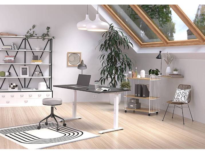Höhenverstellbarer Schreibtisch Downey 120cm Grau/Graphit/Weiß