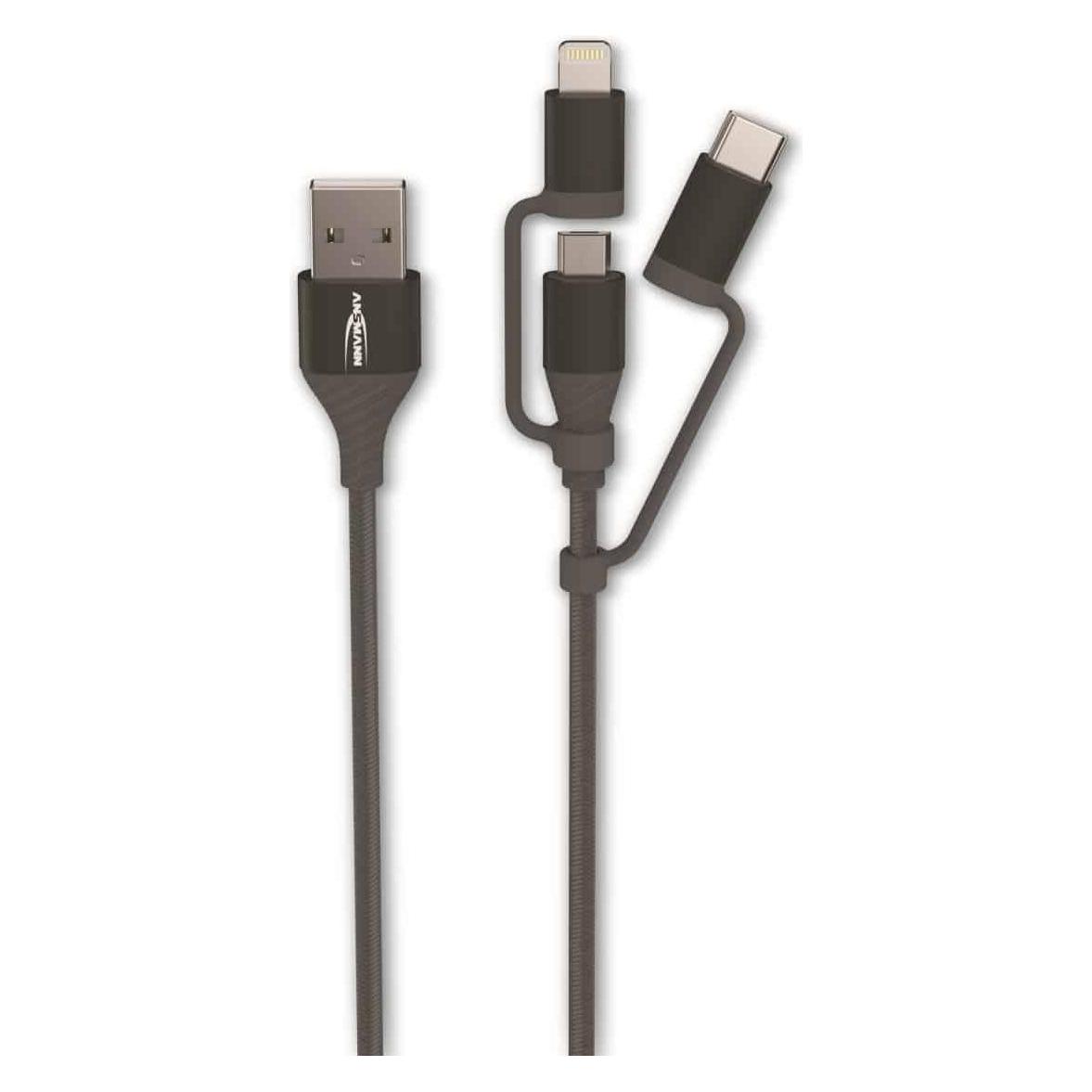 Ansmann Daten-/Ladekabel USB 3in1 120cm (1.20 m, USB 2.0) (1700-0136)