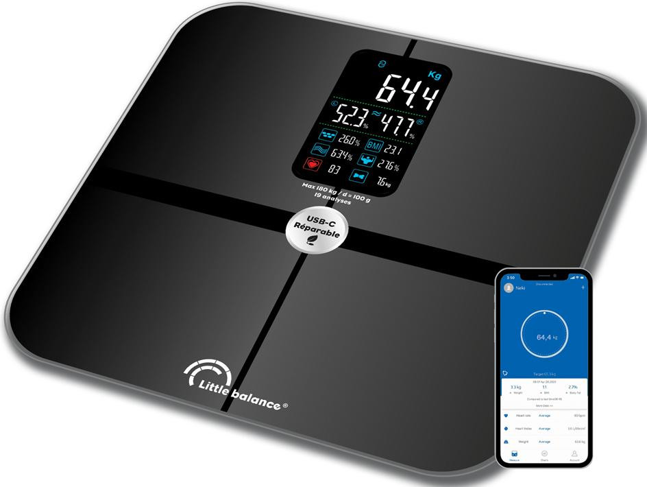 Little Balance LB 8676 Cardio X4 personenweegschaal met ITO-technologie, USB-C en Bluetooth
