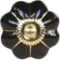 Chic Antique Griff in Blumenform, D4 cm, schwarz